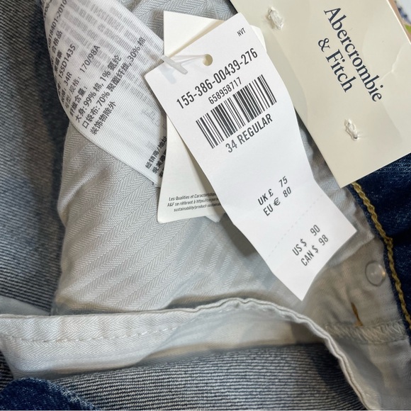 Abercrombie & Fitch Women’s Vintage Straight High Rise Jeans in Dark Wash NWT - Picture 11 of 12